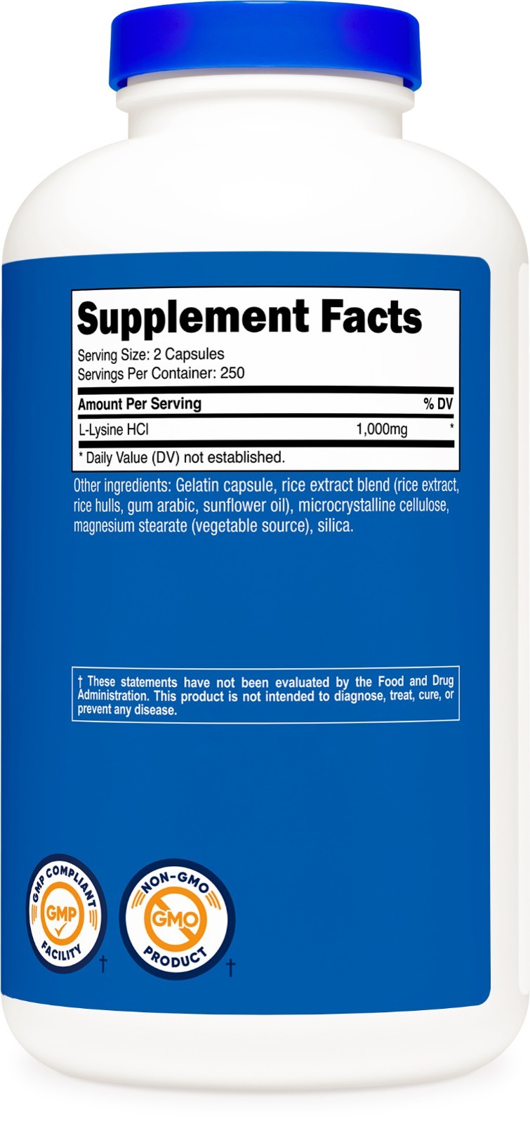 Nutricost L-Lysine 1000mg, 500 Capsules – Gluten Free, Non-GMO, 500mg Per Cap