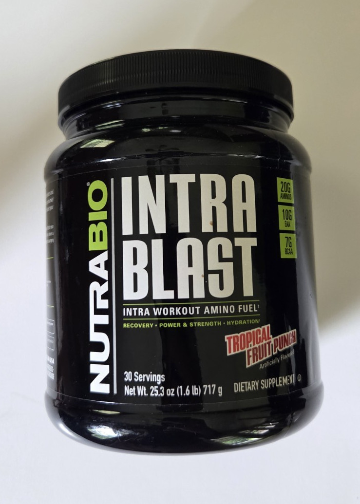 NutraBio Intra Blast Tropical Fruit Punch Powder 30 Servings 25.3 oz