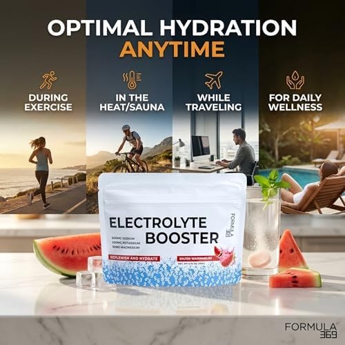 Electrolyte Booster Salty Watermelon 50 Servings for Daily Hydration, Exercise,