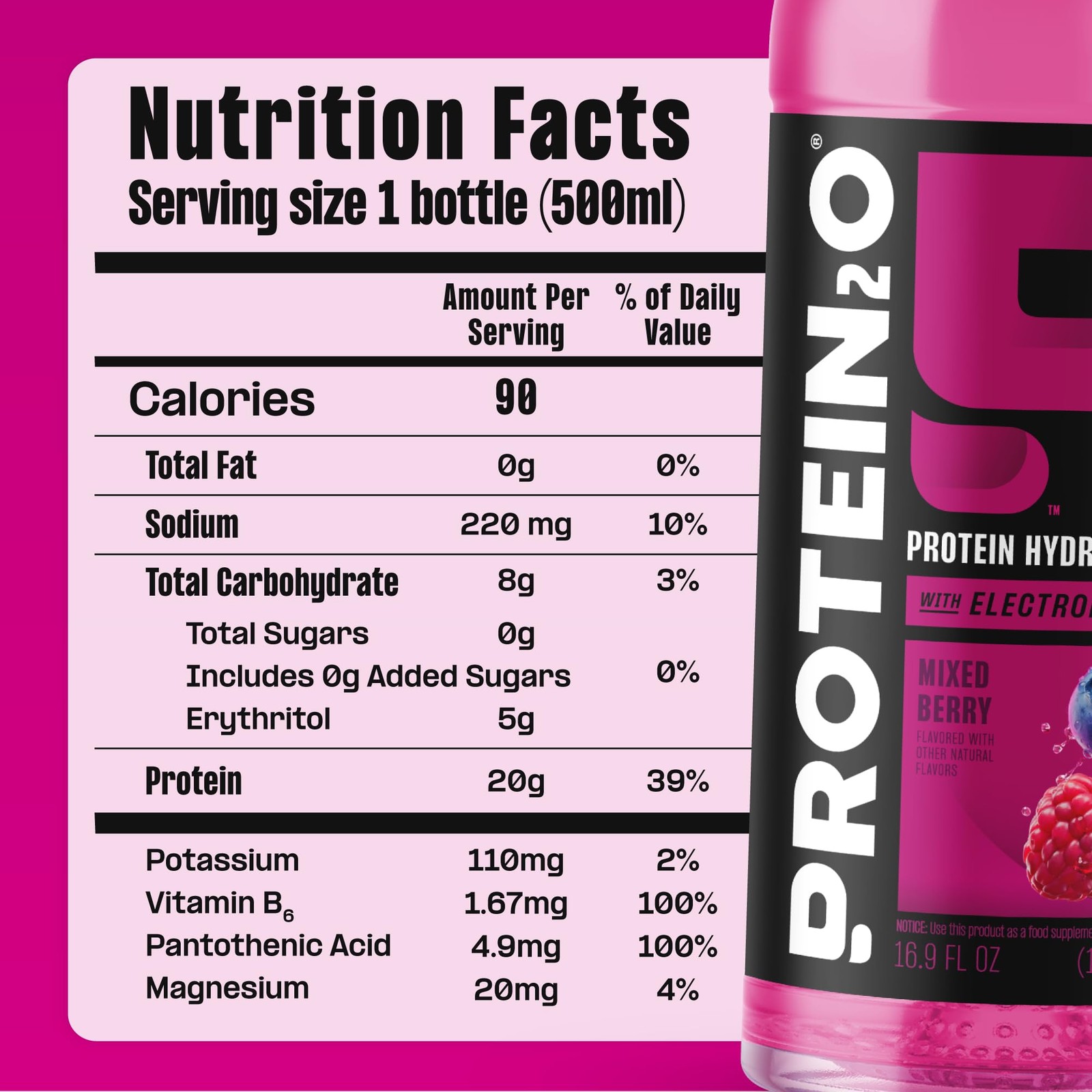Protein2o Hydration Drink – 2-in-1 Liquid Clear Whey 16.9 Fl Oz (Pack of 12)