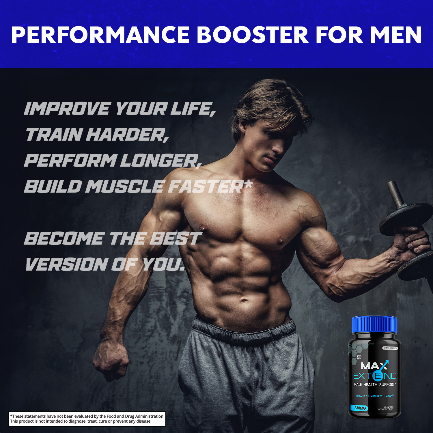 Max Extend Male Health Support Pills to Boost Vitality Virility Vigor 1 Pack