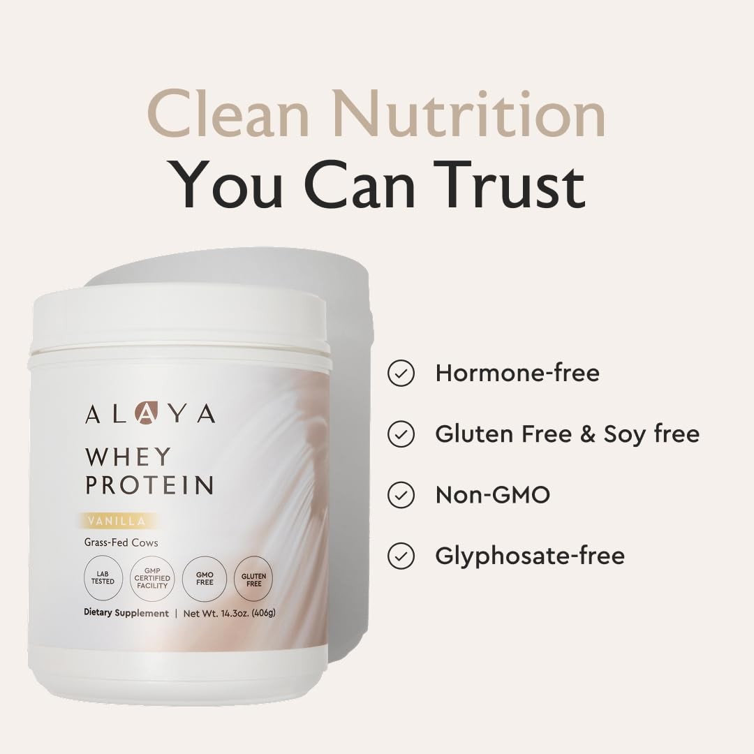 Alaya Naturals Grass Fed Whey Protein Powder Vanilla Flavor, All Natural, H…