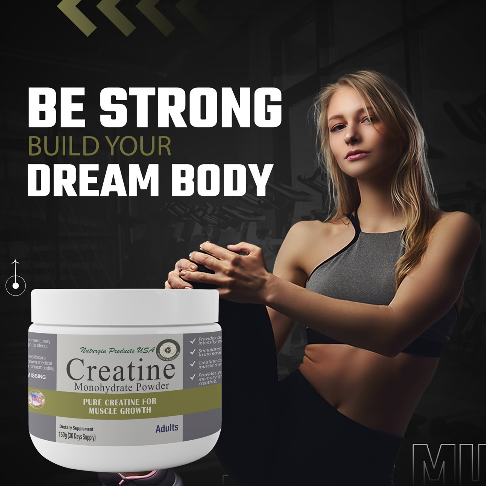 Creatine Monohydrate Powder – 150 grams – High Quality Sports Supplement .