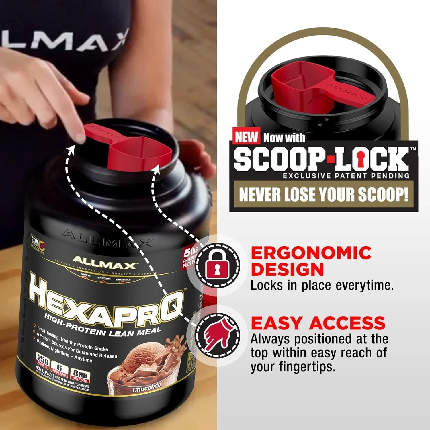 Allmax Nutrition – HexaPro High Protein Lean Meal – Chocolate – 5 lbs (2.27 kg)