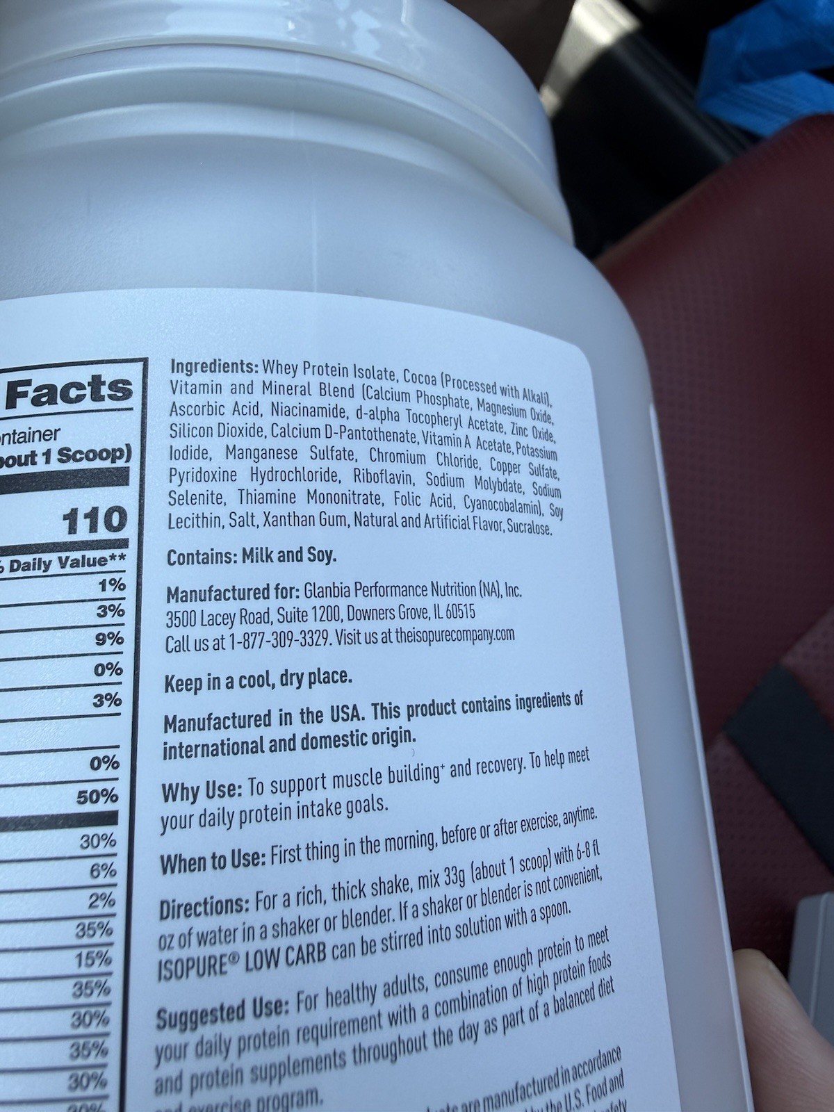 Isopure Low Carb 100% Whey Protein Isolate Chocolate Protein Powder, 25g, 14 Ser