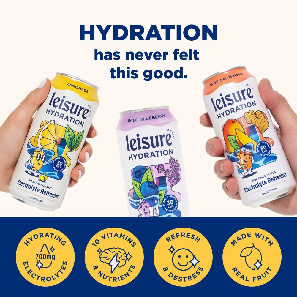 Leisure Hydration Non-Carbonated Electrolyte Refresher, Variety Pack – Low…