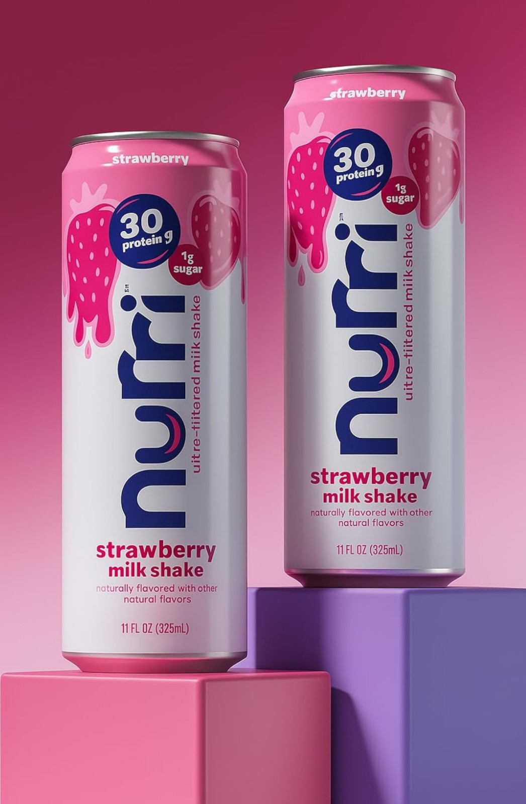 Nurri High Protein 30g Shake Strawberry Low Sugar Post-Workout Drink 12 Pack
