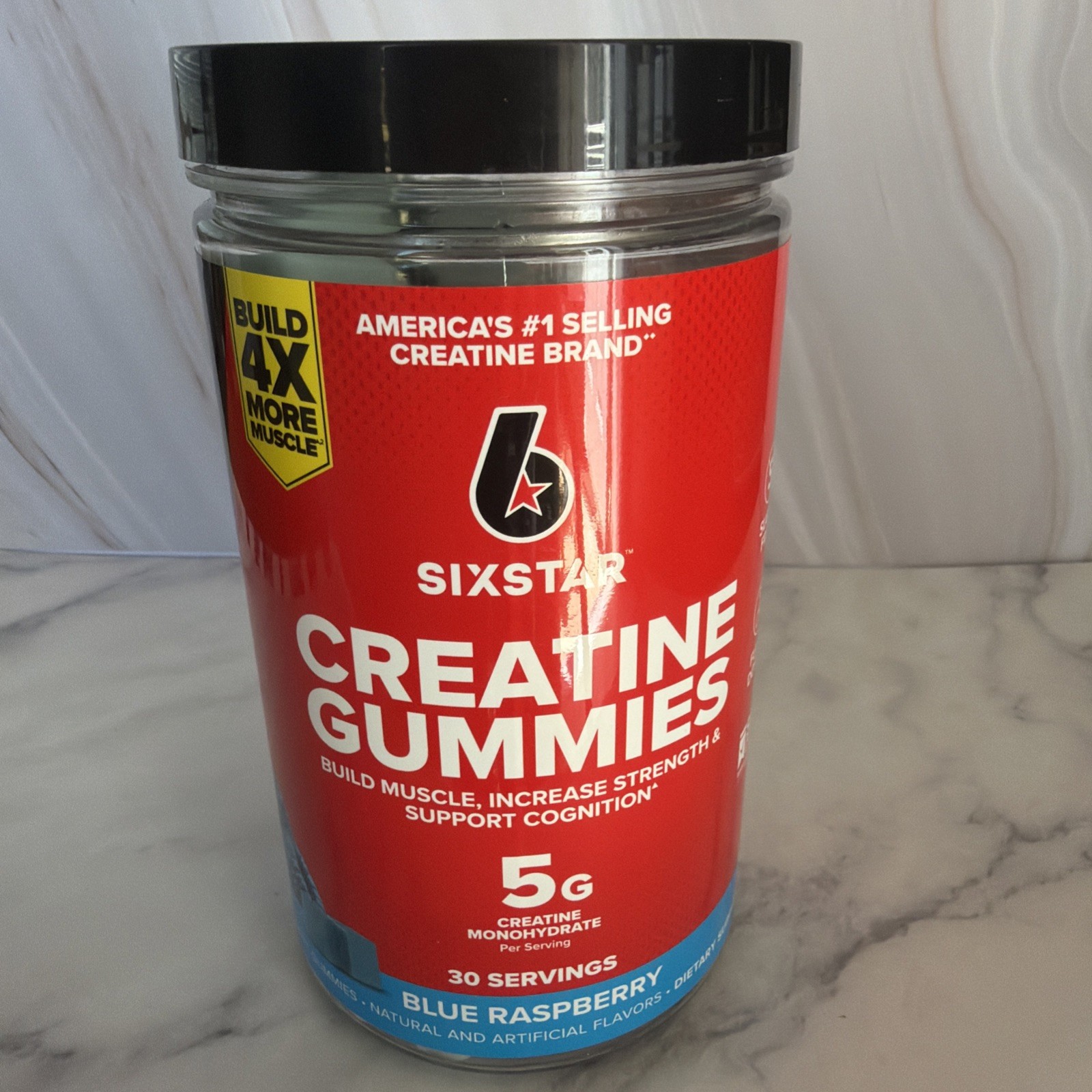 SIXSTAR Creatine Gummies 5g Monohydrate Sugar Free Blue Raspberry NEW SEALED