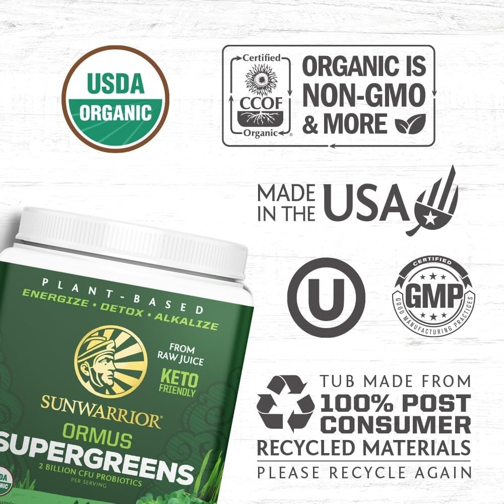Sunwarrior Organic Ormus Supergreens Natural, 8 oz