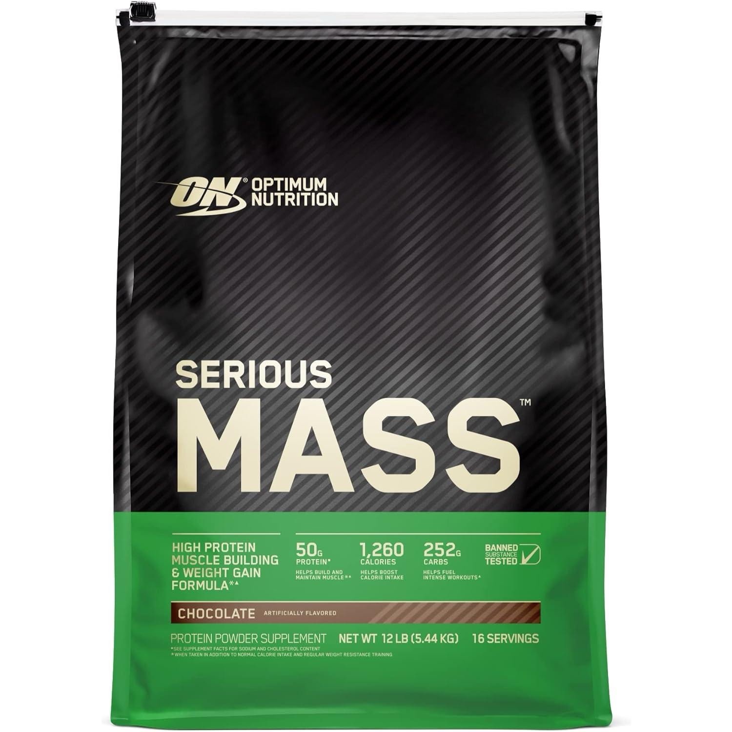 Optimum Nutrition Serious Mass Weight Gainer Protein Powder – Chocolate, 12 lb