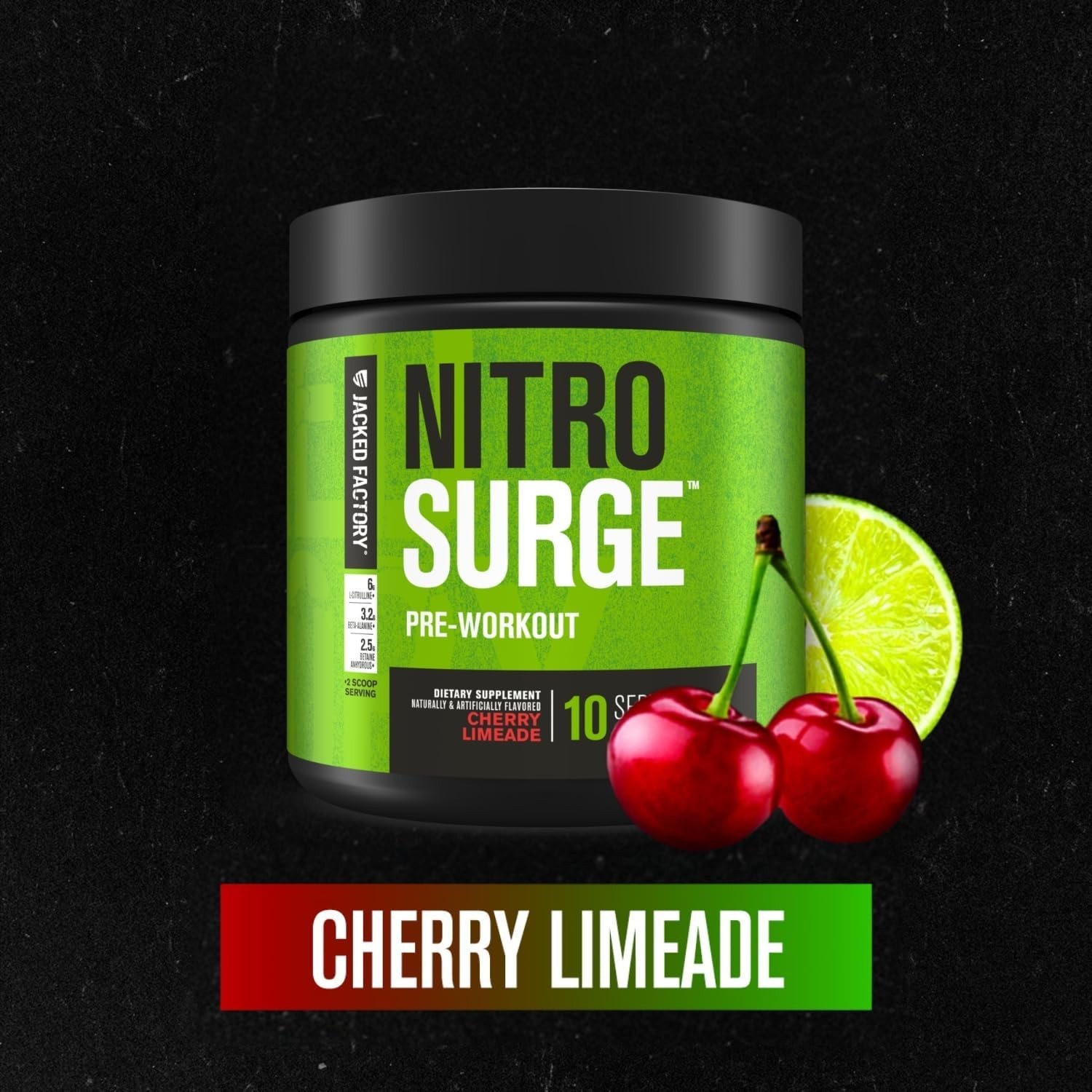 Cherry Limeade NITROSURGE Pre Workout – 10 Servings of Energy & Strength Boost