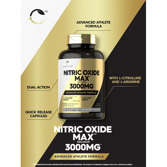 Nitric Oxide Booster L-Arginine, L-Citrulline 3000mg 120 Caps HIGHEST POTENCY