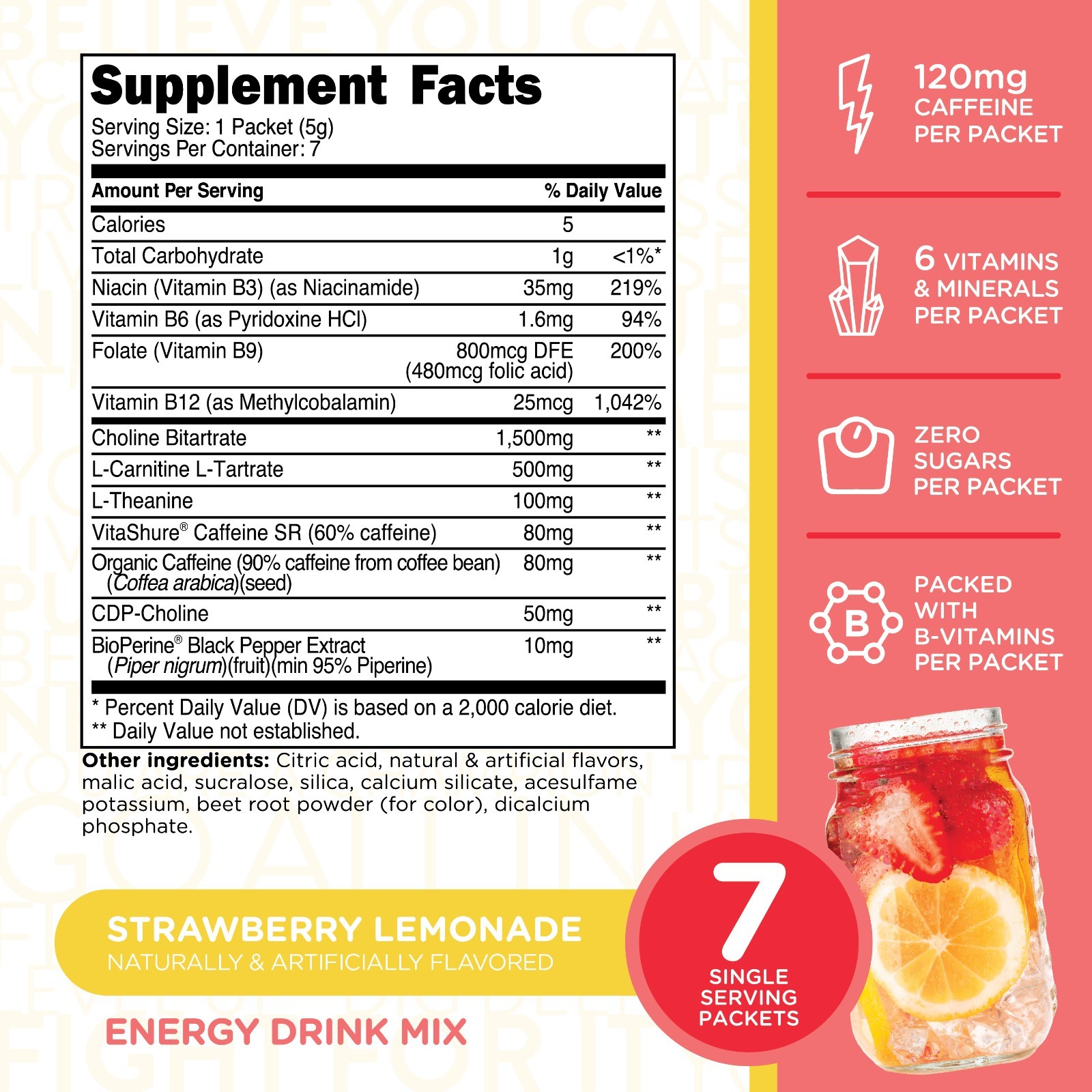 TransformHQ Boost Shot Powder Stick Packets, Strawberry Lemonade Energy – 7 Pack