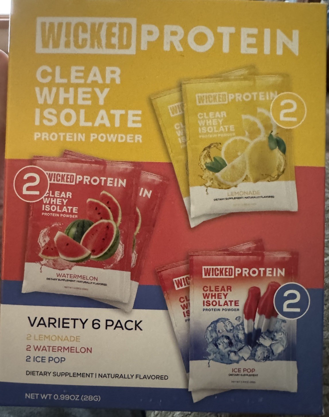 Wicked Protein Clear Whey Isolate Protein Powder Variety 6 Pk Lemon/water/icepop