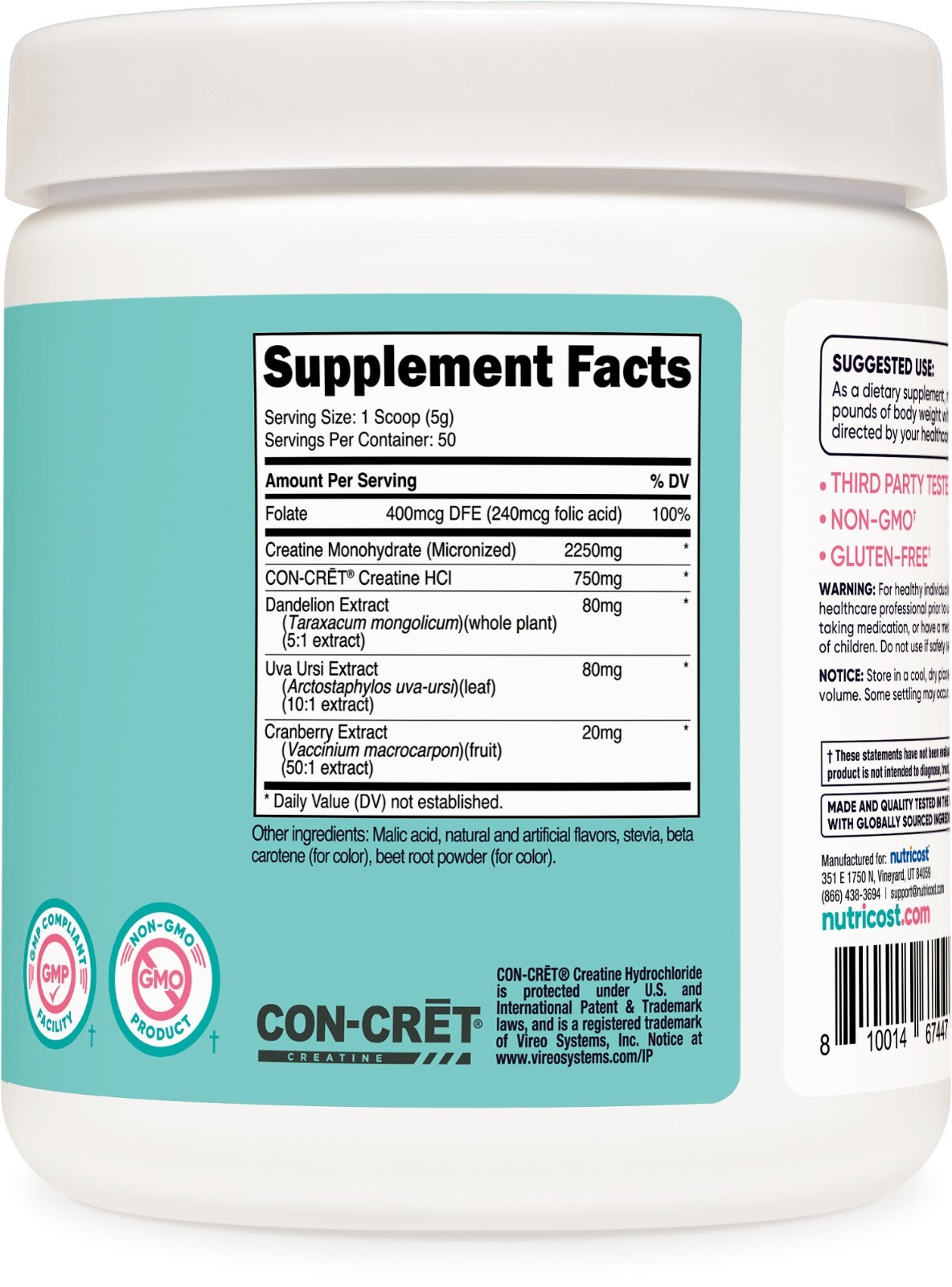 Nutricost Creatine Monohydrate Powder for Women, Peach Mango Flavor, 50 Servings