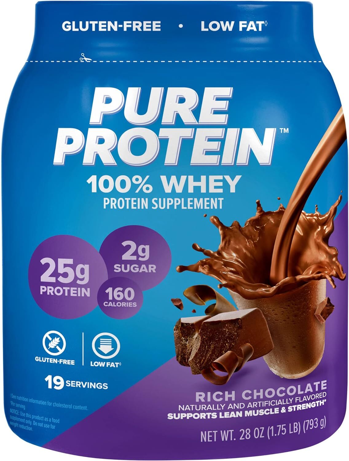 100 % Proteina De Suero En Polvo, Rico Chocolate, 25 G De Proteina, 1,75 Lb (Pa