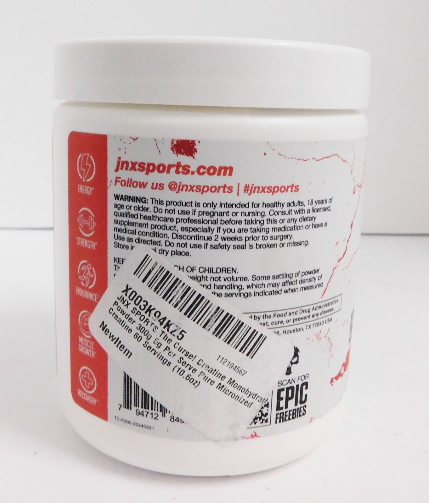 The Curse! Creatine Powder Unflavored 10.6 oz Expires 05/2027 SEALED
