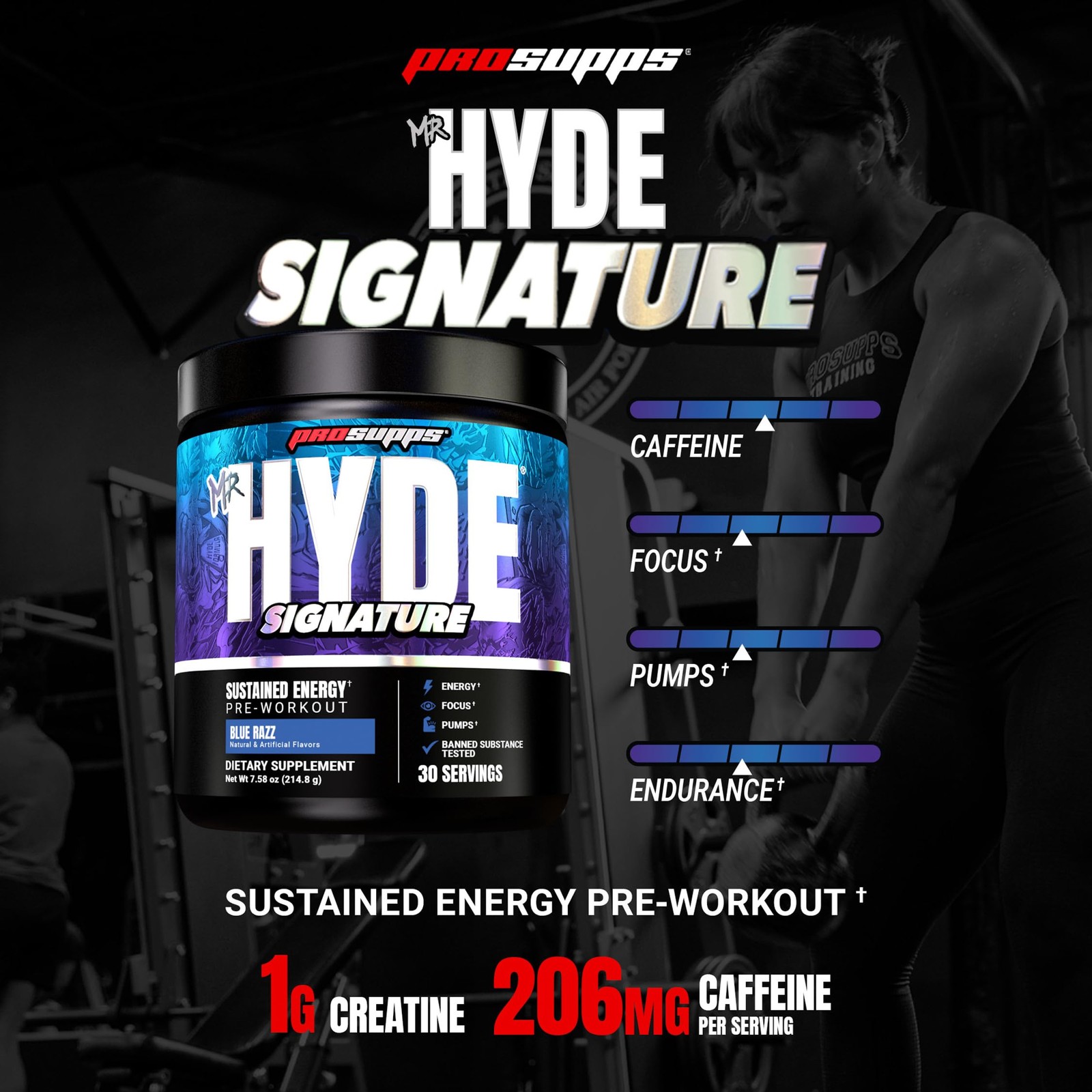 ProSupps Mr. Hyde Signature Pre Workout 30 Servings (Pack of 1), Blue Razz