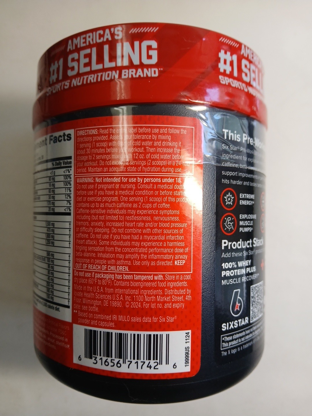 Six Star Pre-Workout Explosion 2.0 Fruit Punch 9.52 oz Exp 06/2027