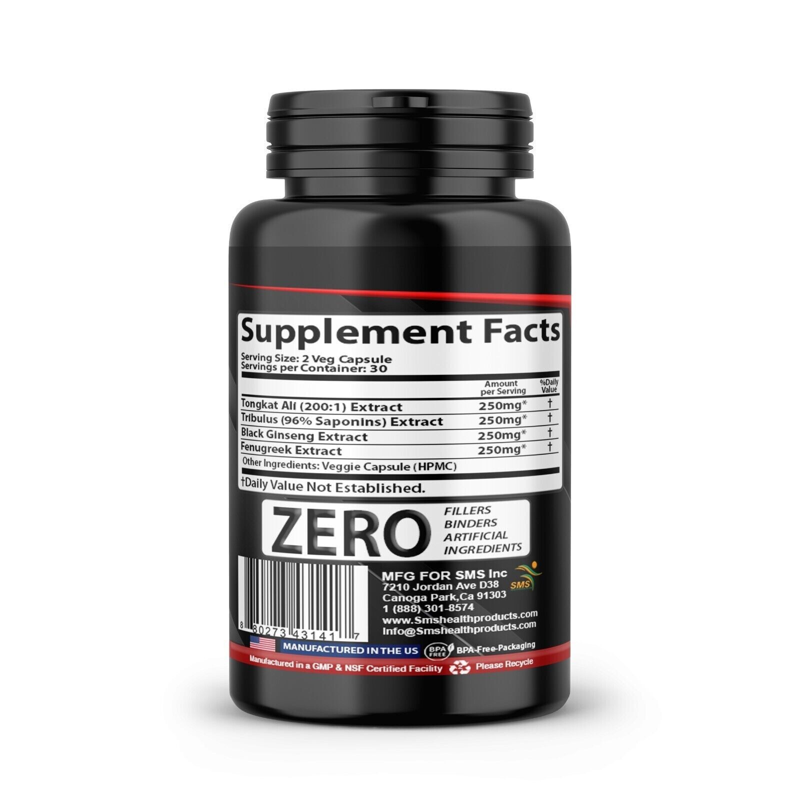 Testo Booster Stamina Energy Performance Pill Organic 60 Veg Capsules By SMS