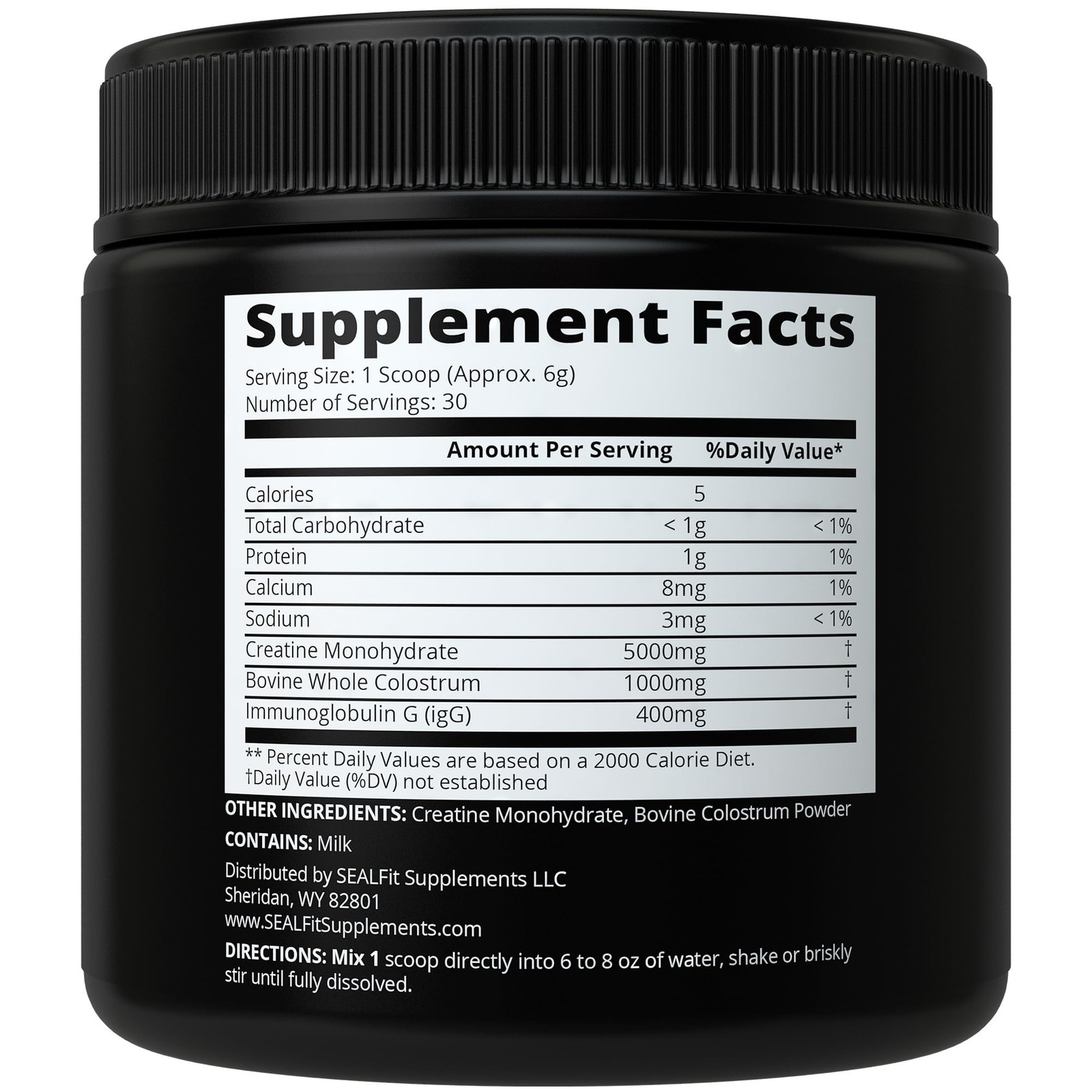 SEALFIT Creatine and Colostrum Powder – 5g Creatine Monohydrate + 1000mg Gras…