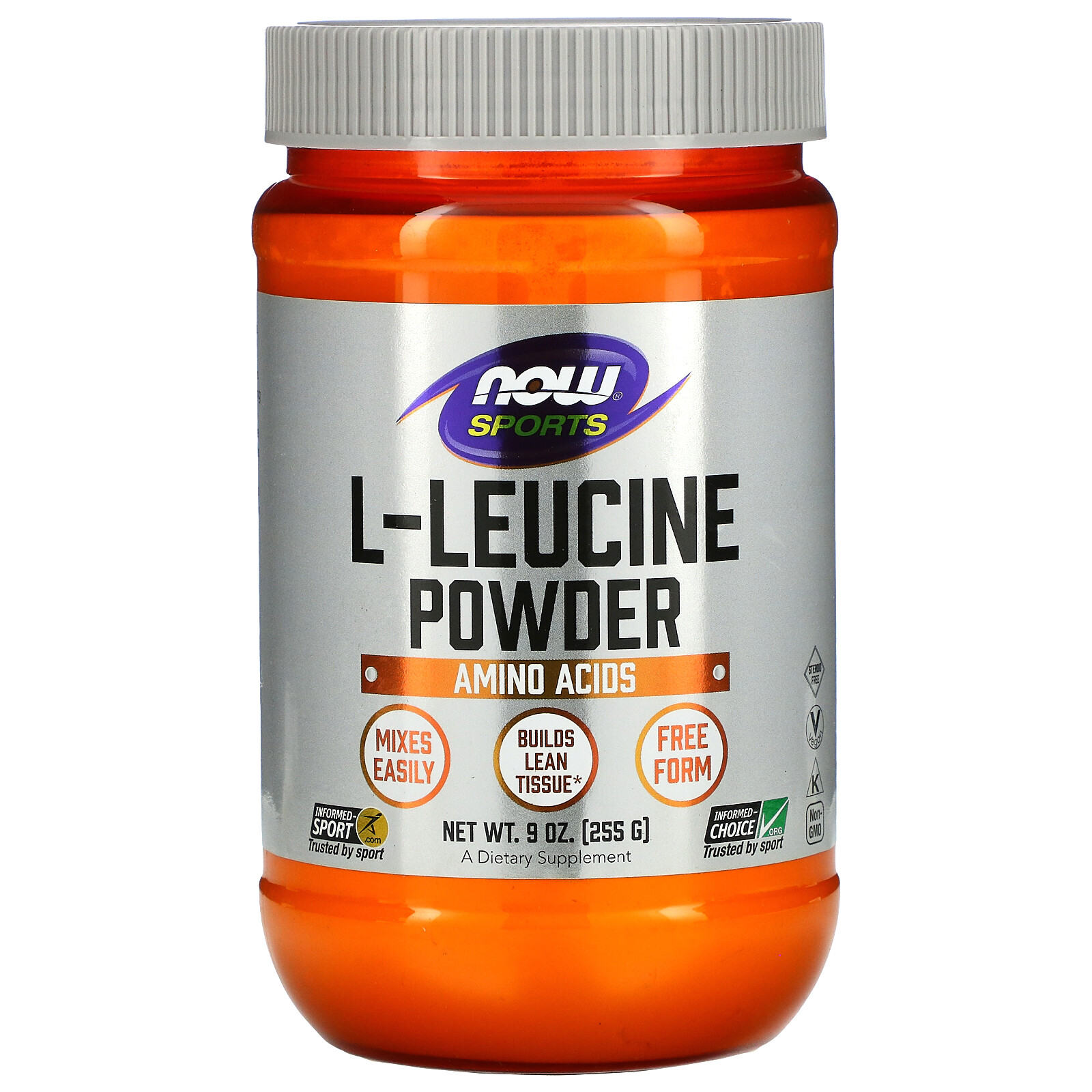 Now Foods Sports L-Leucine Powder 9 oz 255 g GMP Quality Assured, Vegan,