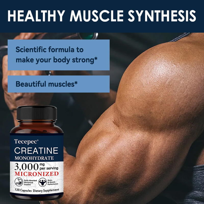 3g Creatine Monohydratea Capsules – Support Strength Muscle Booster 30/60/120ct