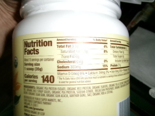2 GreenWise Plant Protein Powder Vanilla Gluten Free 18.4 oz Exp Mar 2028