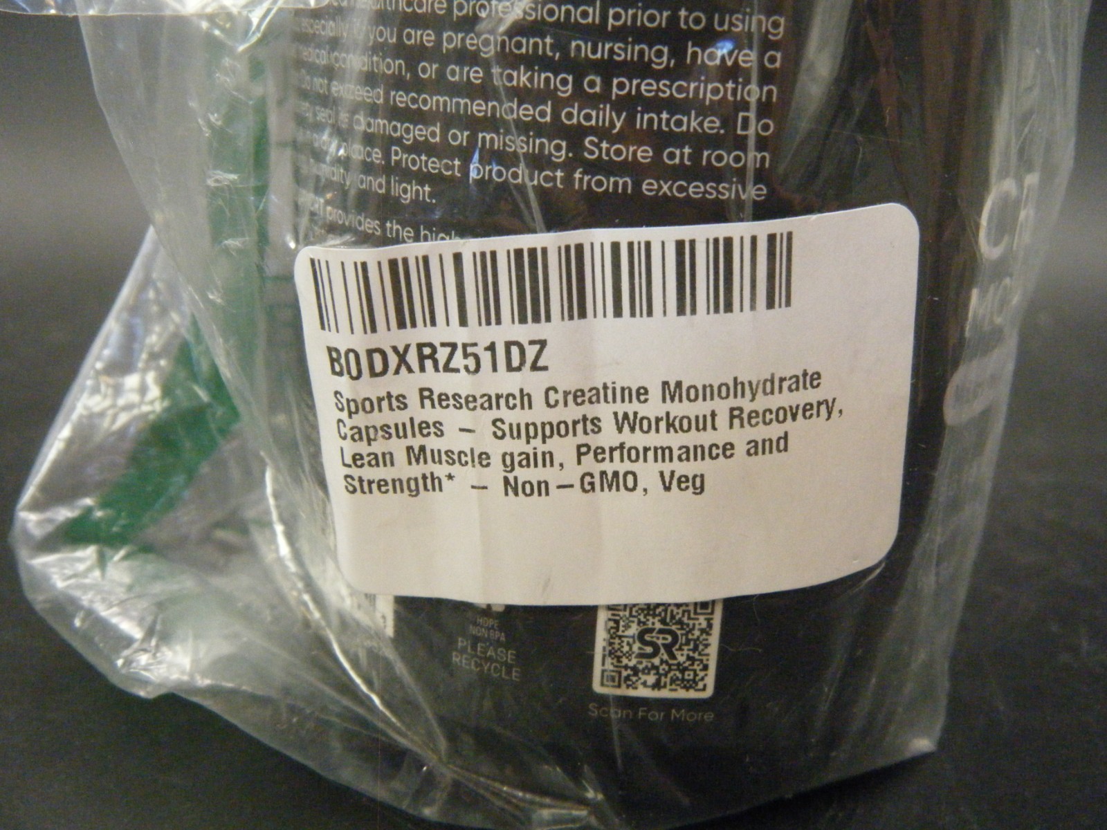 Sports Research Creatine Monohydrate 120 Capsules supports Workout Recovery