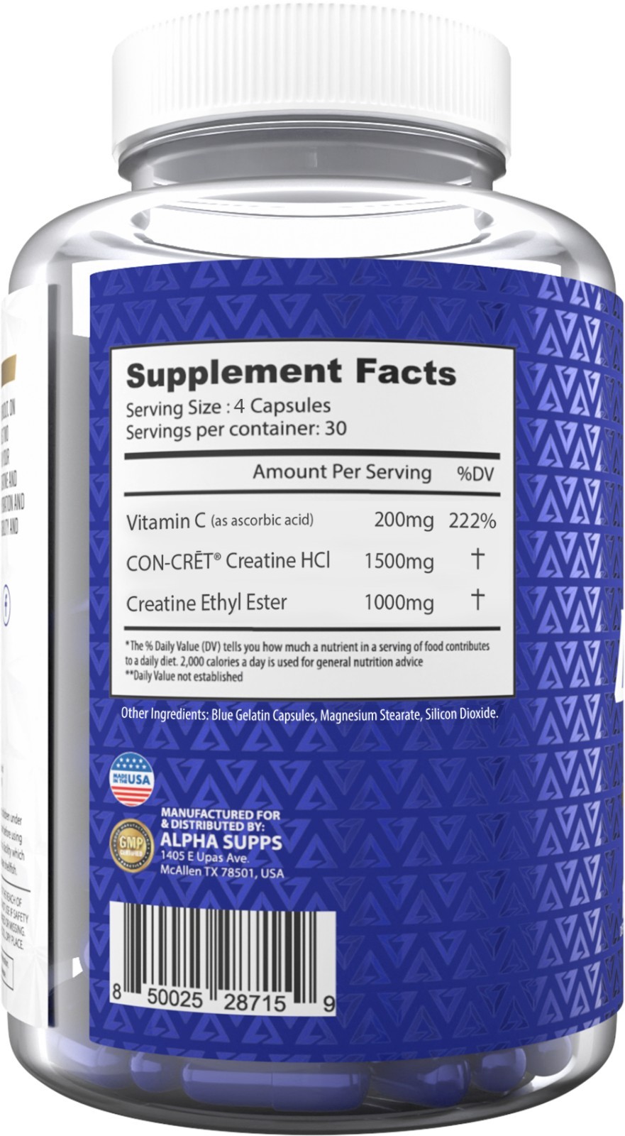 Alpha Supps CRE X2 CREATINE MagnaPower / Creatine Ethyl Ester CEE Blend 150 Caps