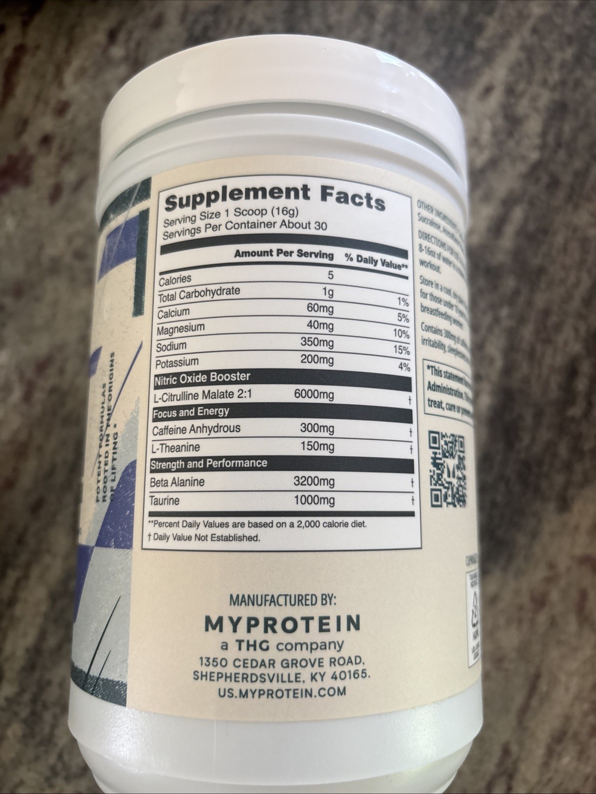 NEW – Myprotein ORIGIN Pre-Workout Powder BLUE RASPBERRY – 1.07 Lbs. 07/2026