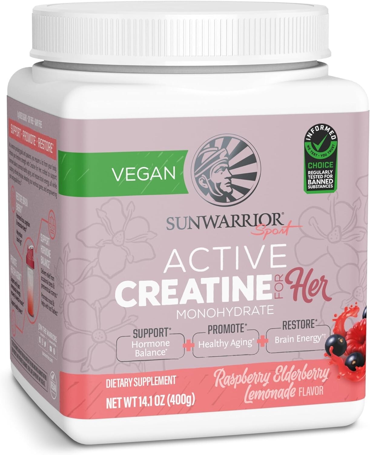 Sunwarrior Creatine for Women Monohydrate Powder Micronized PreWorkout 14.1 oz