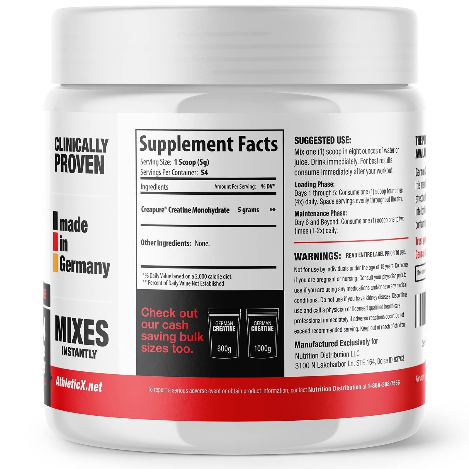 German Creatine (Pure Creapure, The Purest Creatine Monohydrate Available – 2…