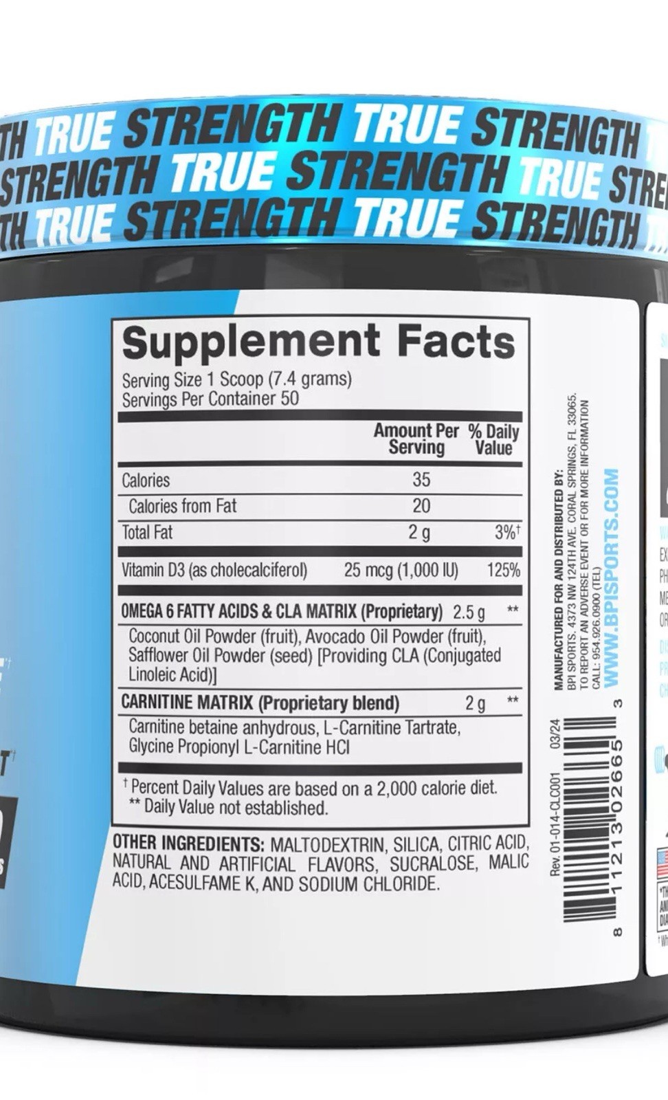 BPI Health CLA + CARNITINE Non-Stim Weight Loss & Lean Muscle Formula 50 Serving