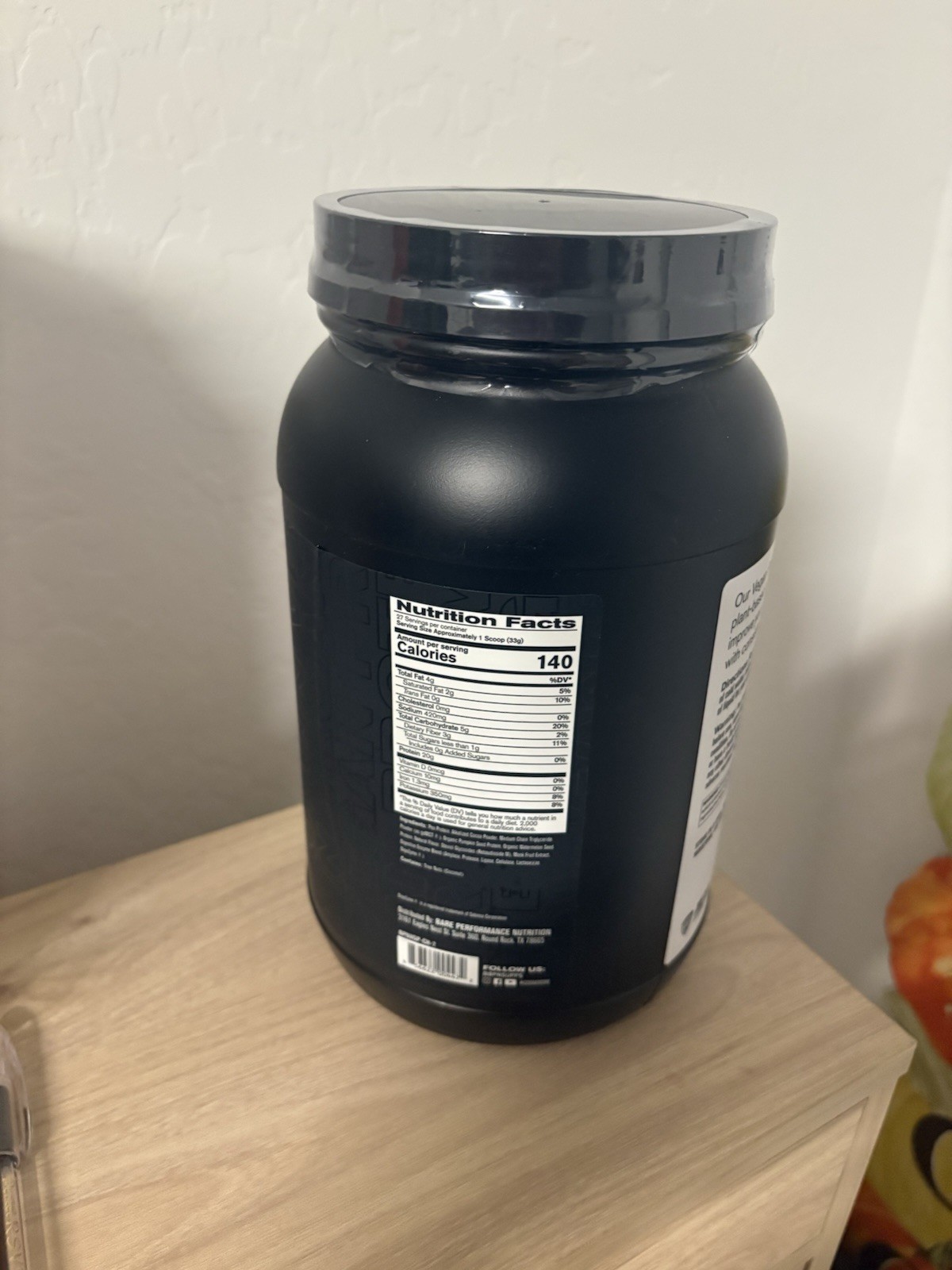 Bare Performance Nutrition Plant-Based Protein Chocolate 31.4 oz Vegan Muscle G…