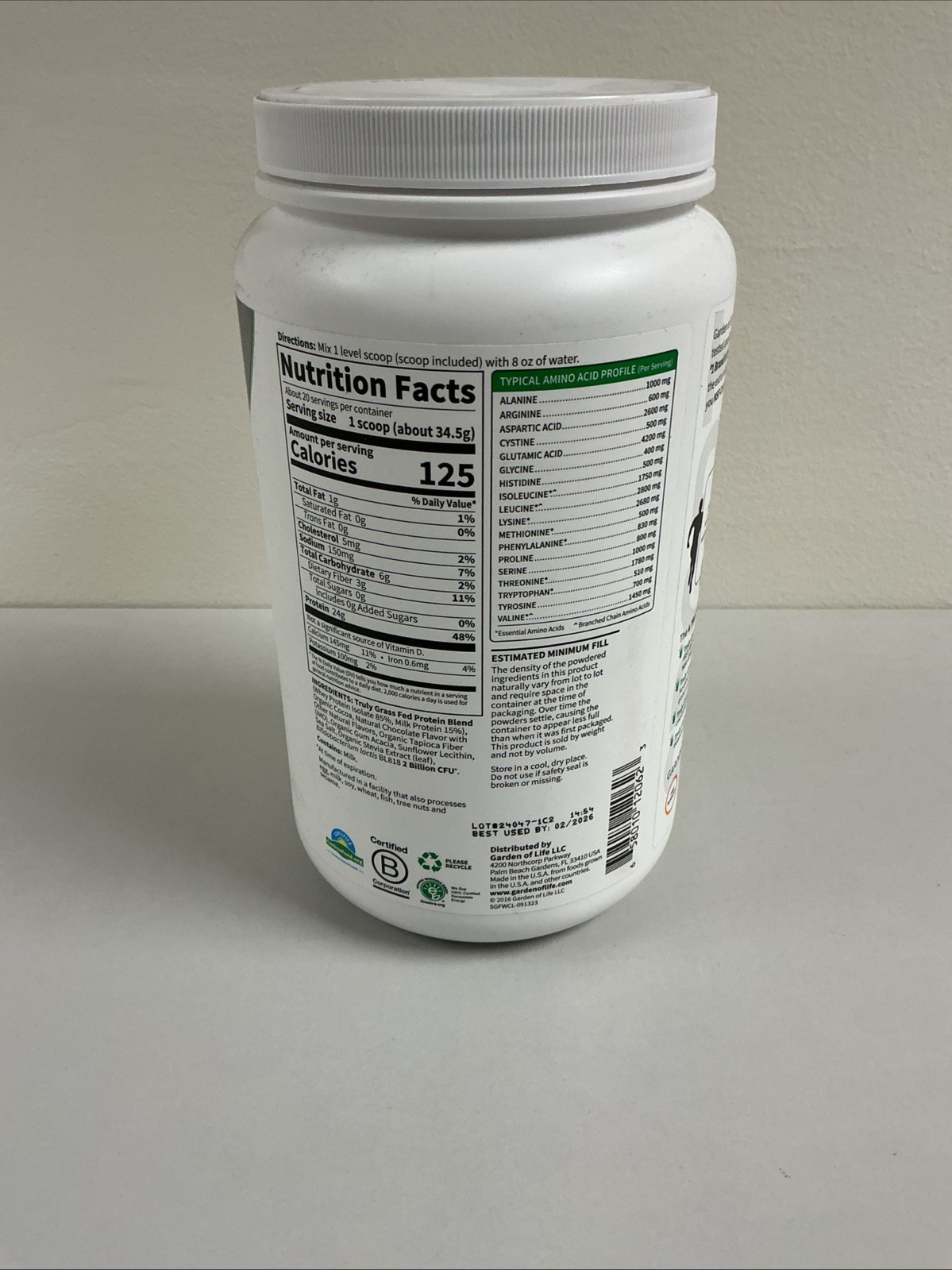 Garden of Life Sport Grass Fed Whey Protein Powder Chocolate EXP 02/26 G101