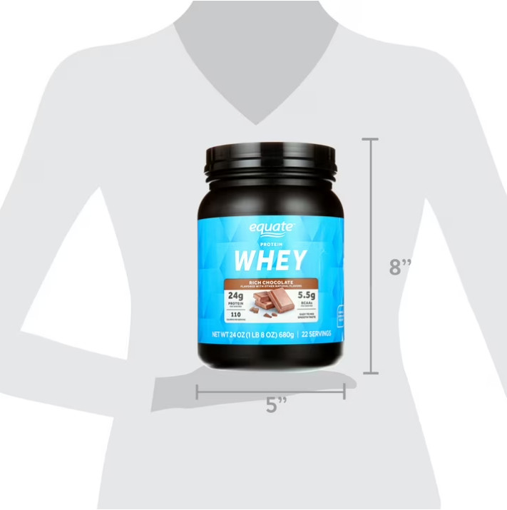 2 Pack Equate Whey Protein Powder, Rich Chocolate, 24 oz Pack