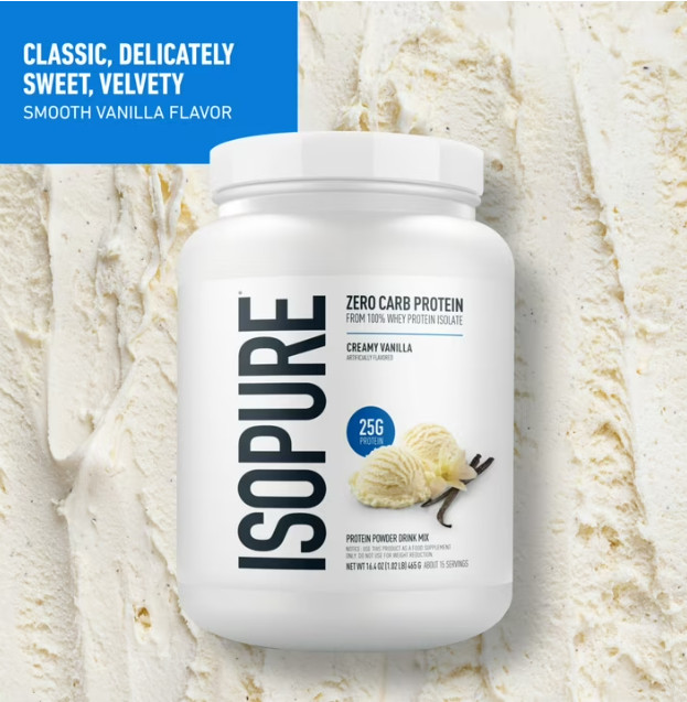 Isopure Zero Carb Whey Protein Isolate Vanilla Powder 25g Protein 15 Servings
