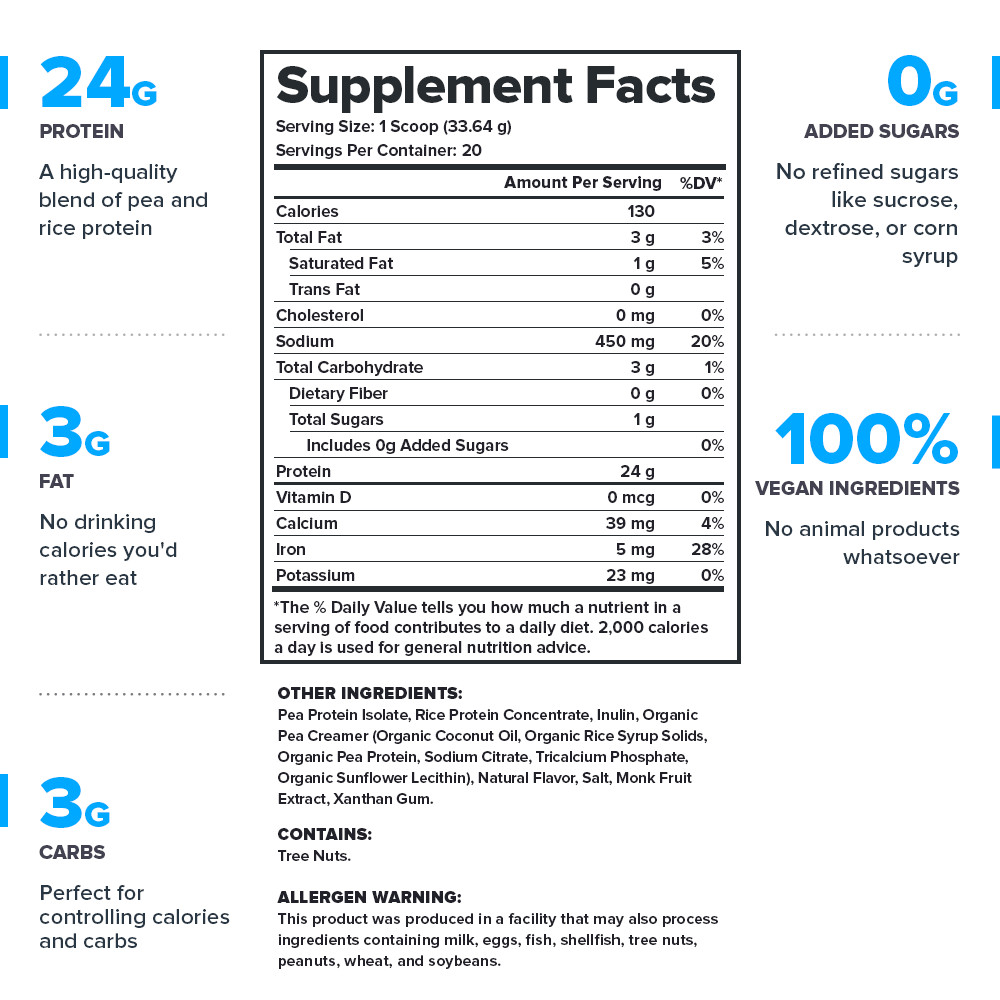 Legion Plant+ All Natural Plant Protein Powder, French Vanilla, 20 Servings