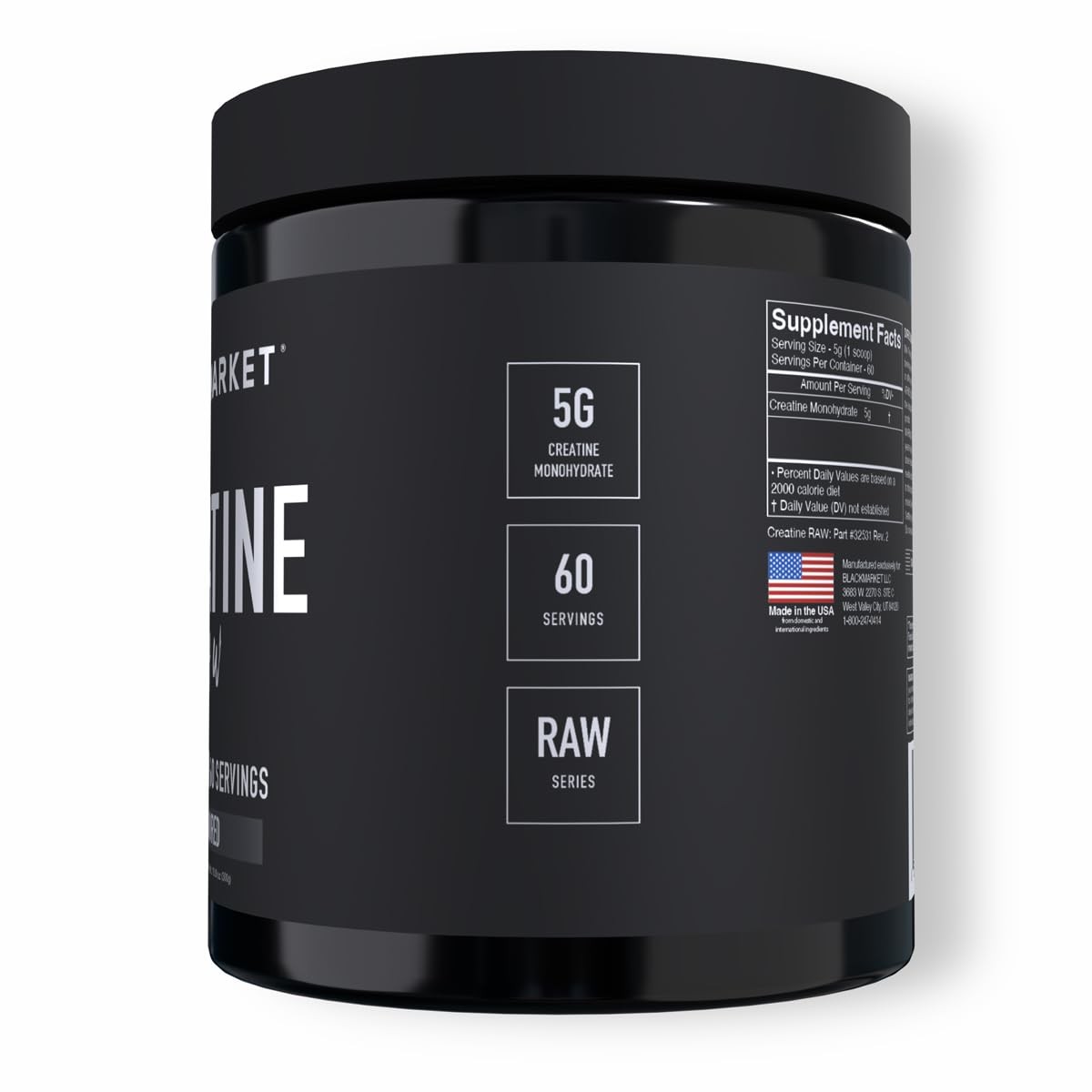 BLACKMARKET RAW Creatine – Workout Powder Drink 10.6 Ounce (Pack of 1), A2996