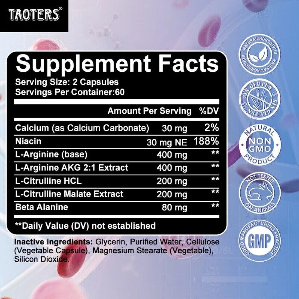 L-Arginin Complex Nitric Oxide, Testosteron Booster, Men’s Health Support