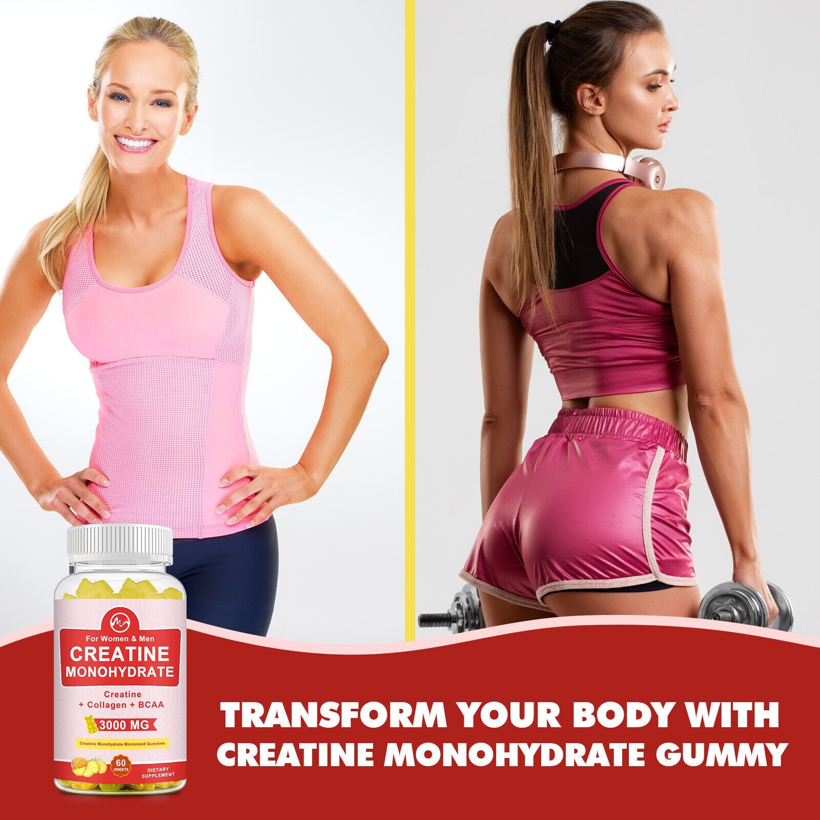 Creatine Monohydrate Gummies – Increase Strength and Build Muscle 60-180 Gummies
