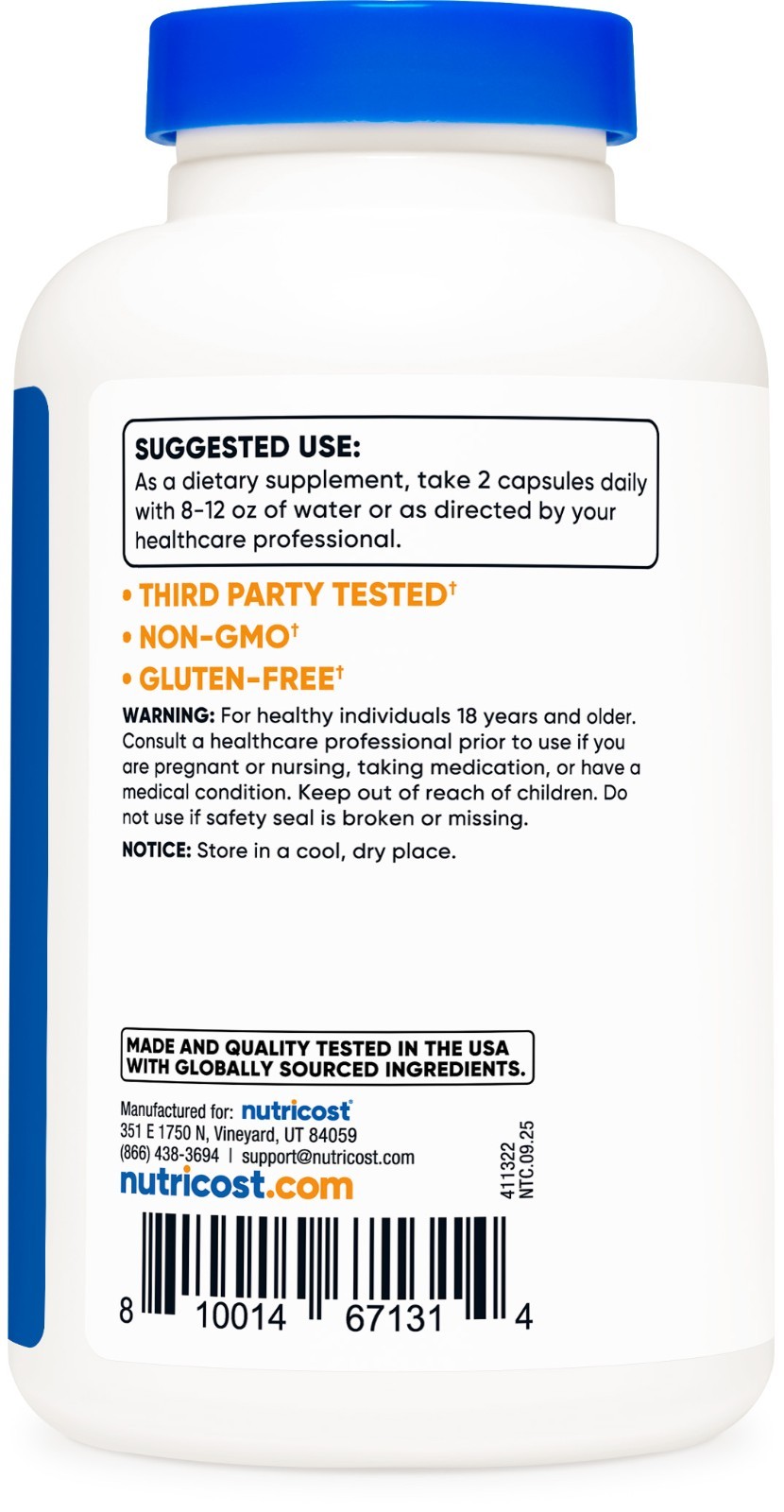 Nutricost L-Proline 1000mg, 180 Capsules (90 Servings)