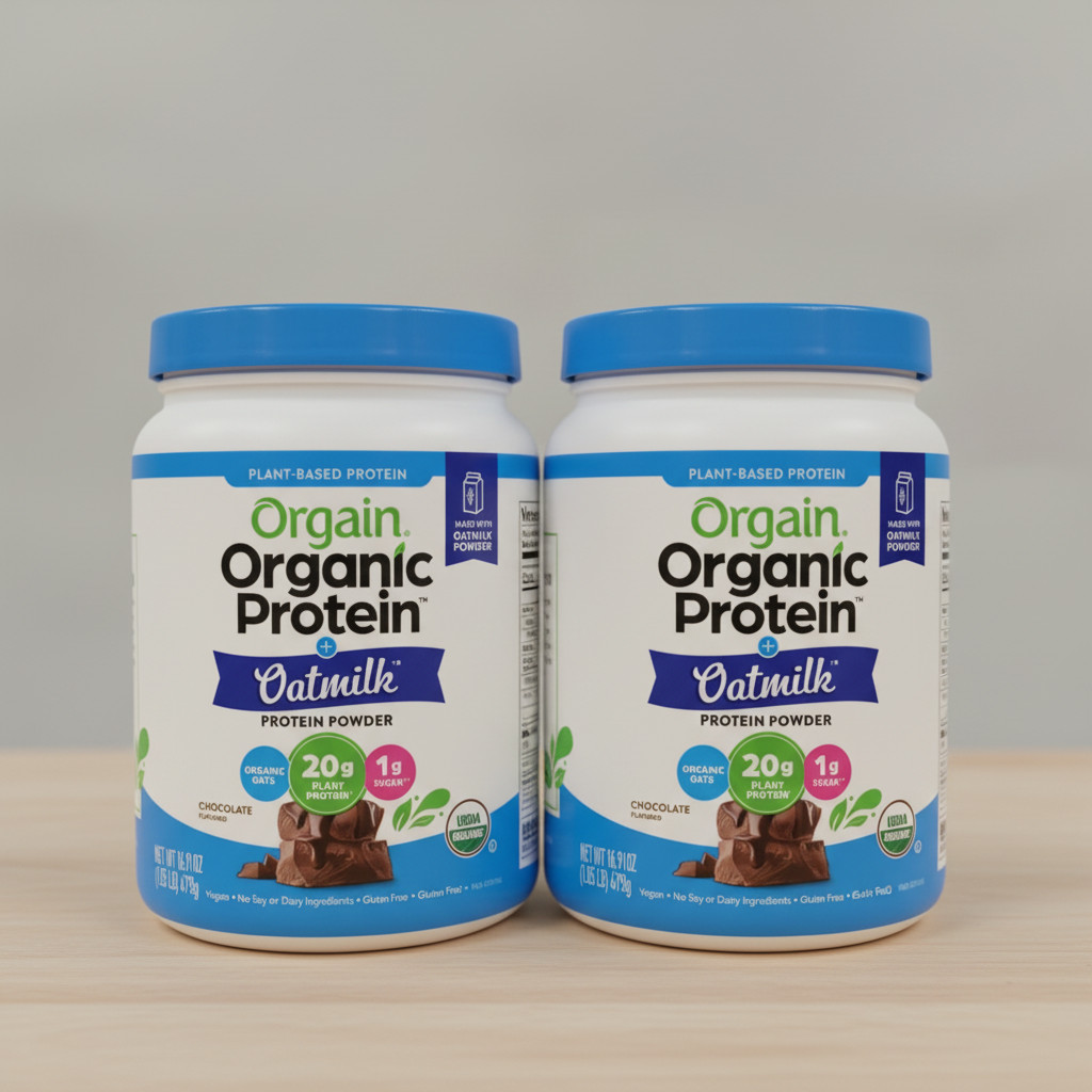 2x Orgain Organic Vegan Protein Powder + Oat Milk, Chocolate – 20g Plant Based P