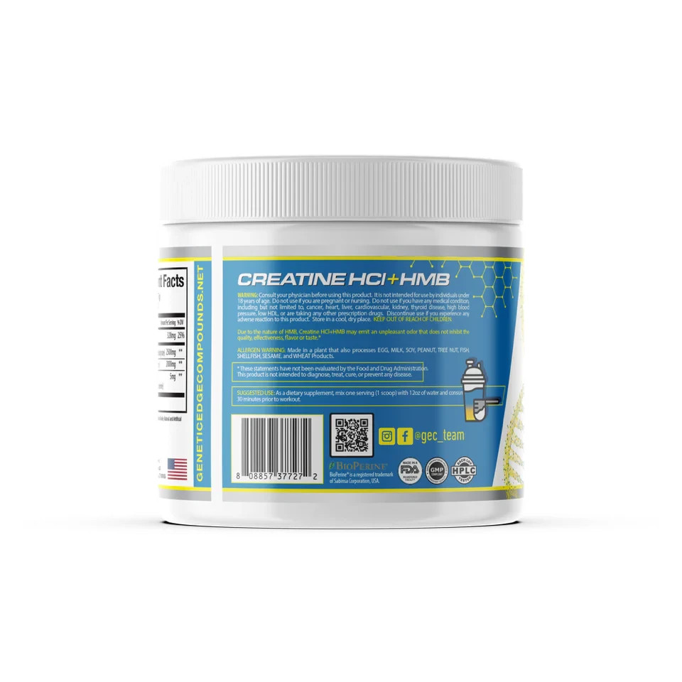 GEC Creatine HCl + HMB plus Bioperine Lean Muscle 30 Servings 6 Flavors New