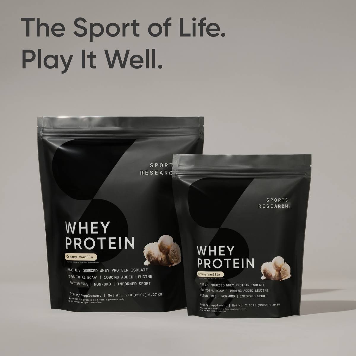 Whey Protein Isolate Sports Nutrition 2lb Bag Creamy Vanilla Powder 26 Servings