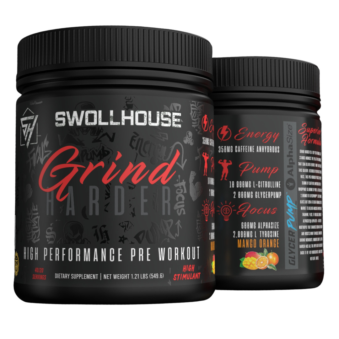 SWOLLHOUSE Grind Harder Pre Workout Powder for massive pump energy and focus