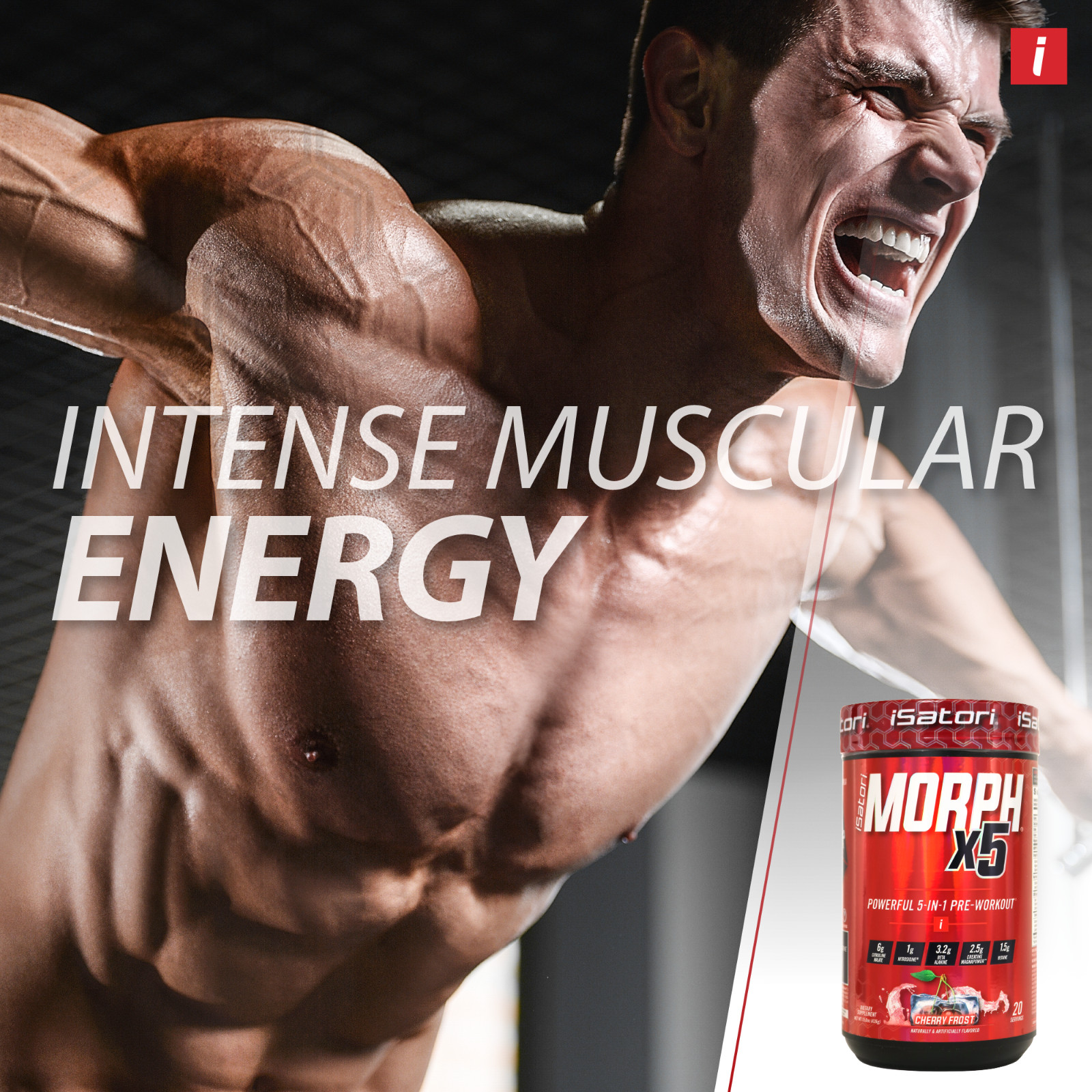 MORPH X5 Intense Pre Workout- Fully Loaded for Performance- Cherry Frost 20 Ser