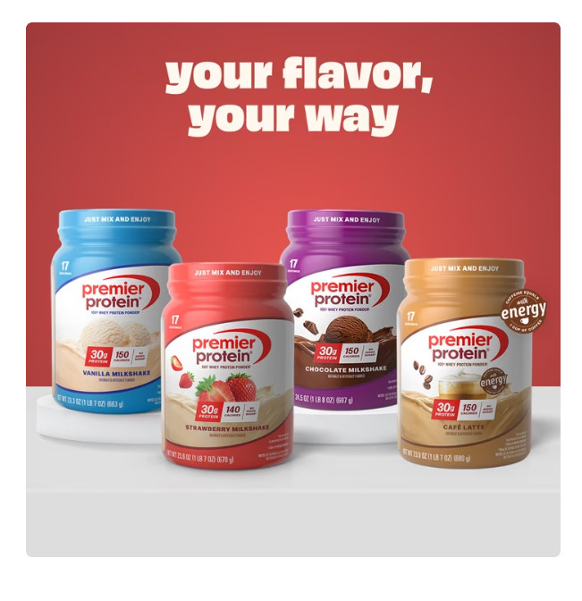 Premier Protein 100% Whey Protein Powder, Strawberry Milkshake, 30g Protein, 23.