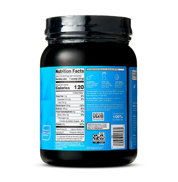 Equate Whey Protein Powder, Smooth Vanilla, 24 oz